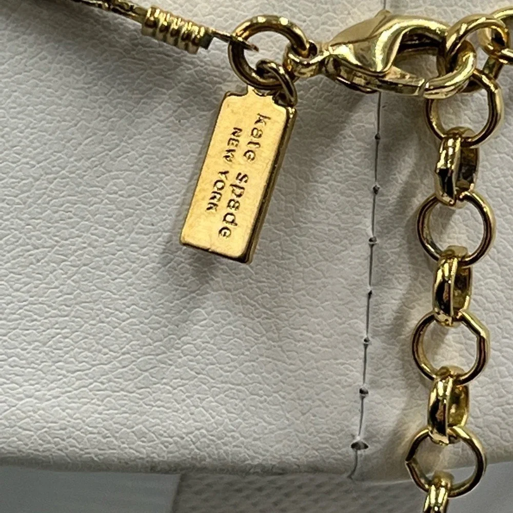 Kate Spade NY Gold Plated Triple Strand Faux Pearl Pave Beads Long Necklace